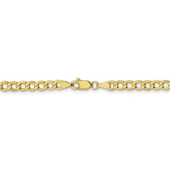 4.3mm, 10k Yellow Gold Hollow Curb Link Chain Necklace, 18 Inch